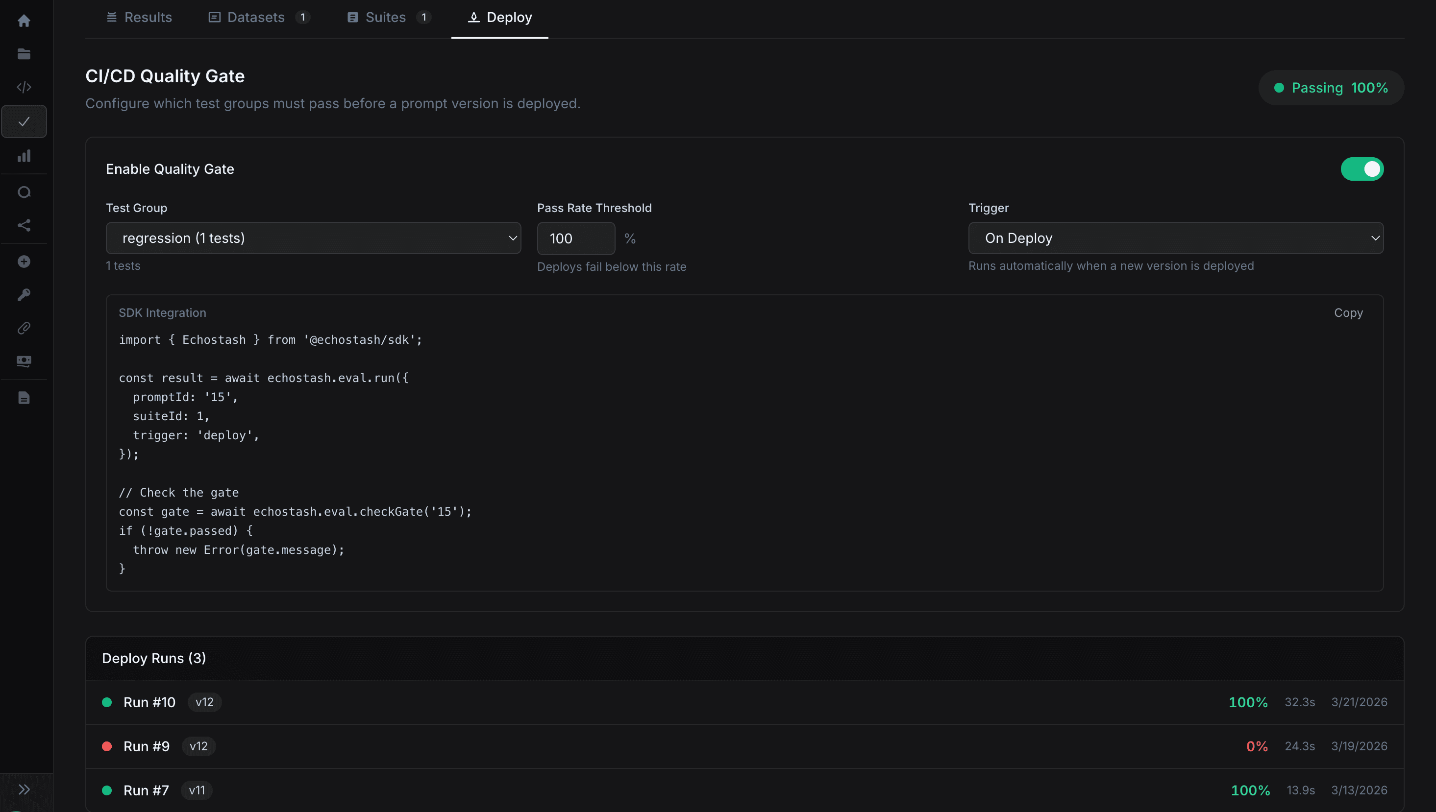 CI/CD integration with automated prompt testing